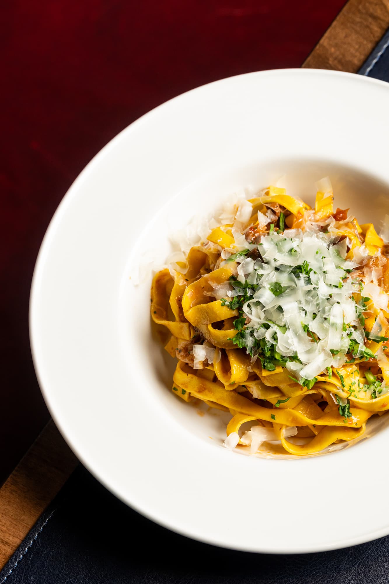 Tagliatelle with beef shank Genovese ragù